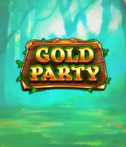 Step into the enchanted forest of the Gold Party game by Pragmatic Play, highlighting a charming wooden sign decorated with golden letters. The backdrop of misty green forest which adds a mystical touch to the overall ambiance. Ideal for those who enjoy enchanted forest settings, promising a delightful adventure. 